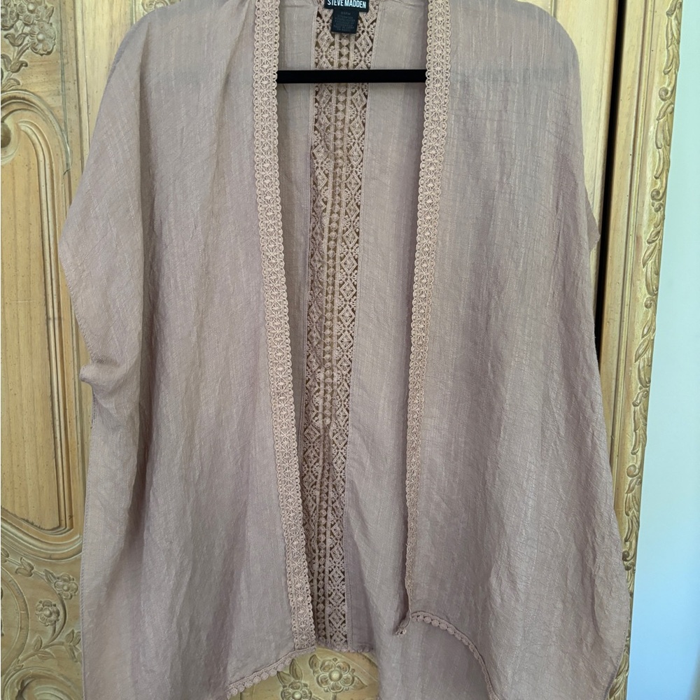 Steve Madden Taupe Open-Front Cardigan